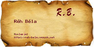 Réh Béla névjegykártya